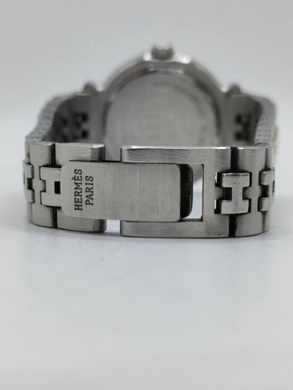Authentic Hermès Clipper Two-Tone Gold & Silver Quartz Watch Date Women's Luxury - Picture 5 of 12